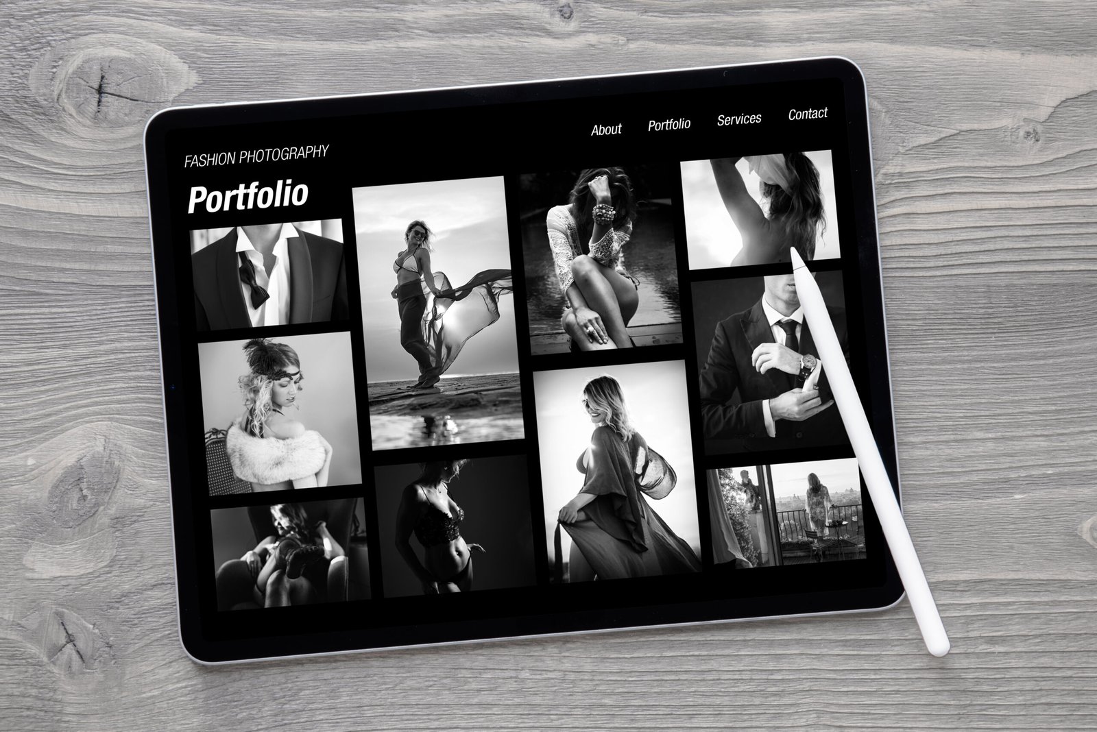 portfolio website on tablet computer
